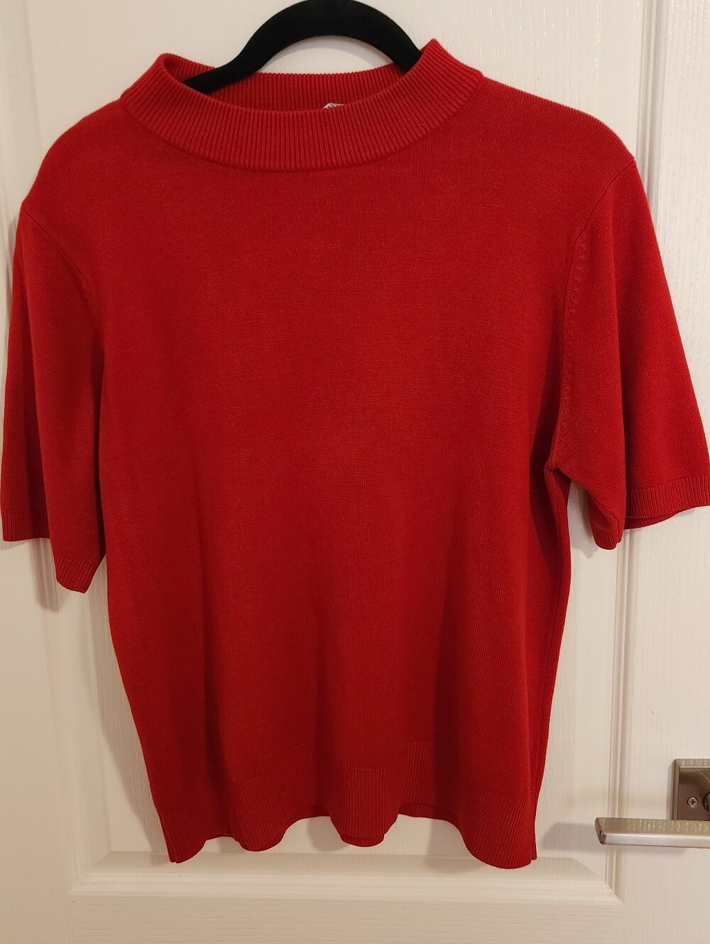 Sag Harbor Red Short-Sleeve Mock Neck Sweater Top